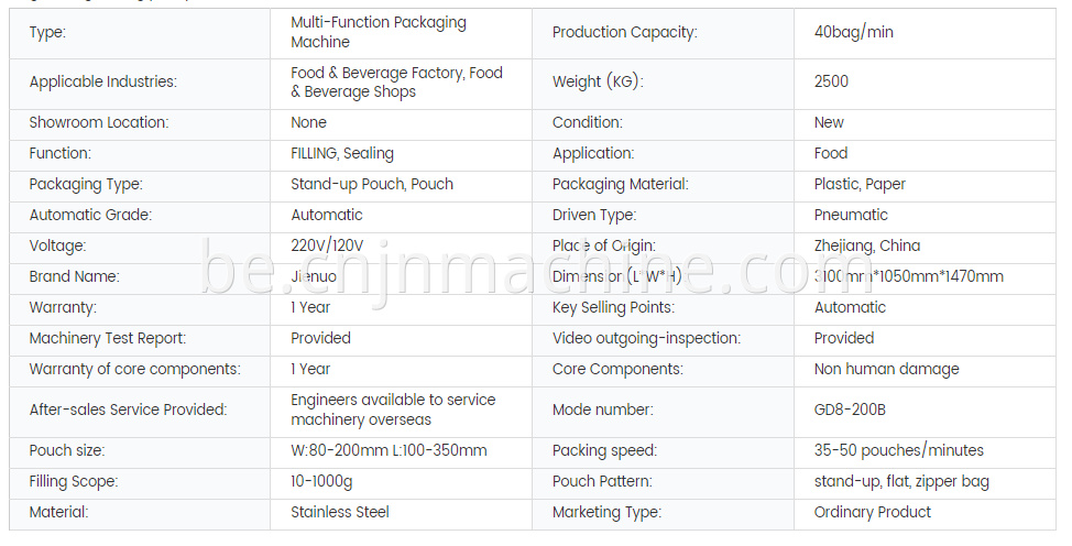 Coffee Bean Zipper Pouch Packing Machine